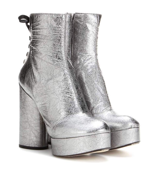 MARC JACOBS Metallic leather platform ankle boots